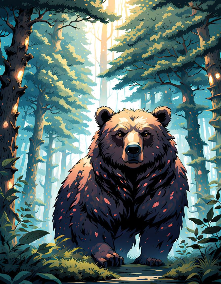 Anime Bear Guardian of Mystical Forest