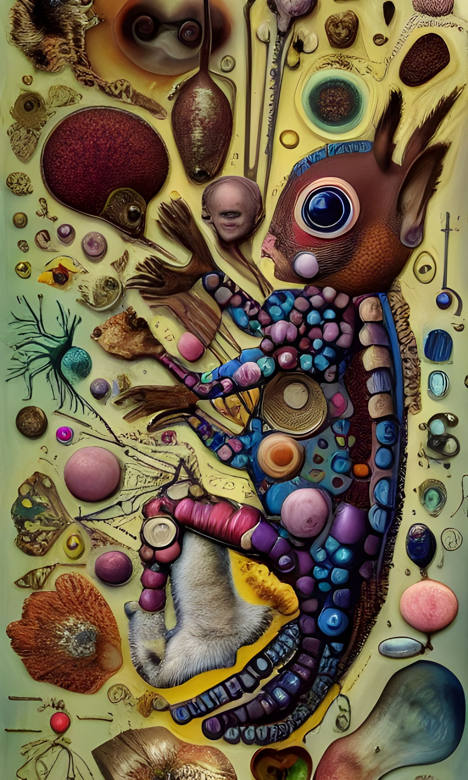 Detailed Anatomical Illustration of a Bizarre Squirrel