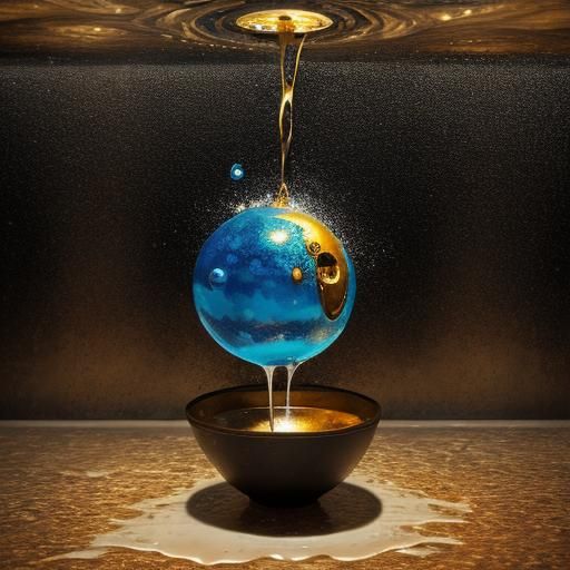 Surreal Dripping Faucet in Dreamlike Kitchen