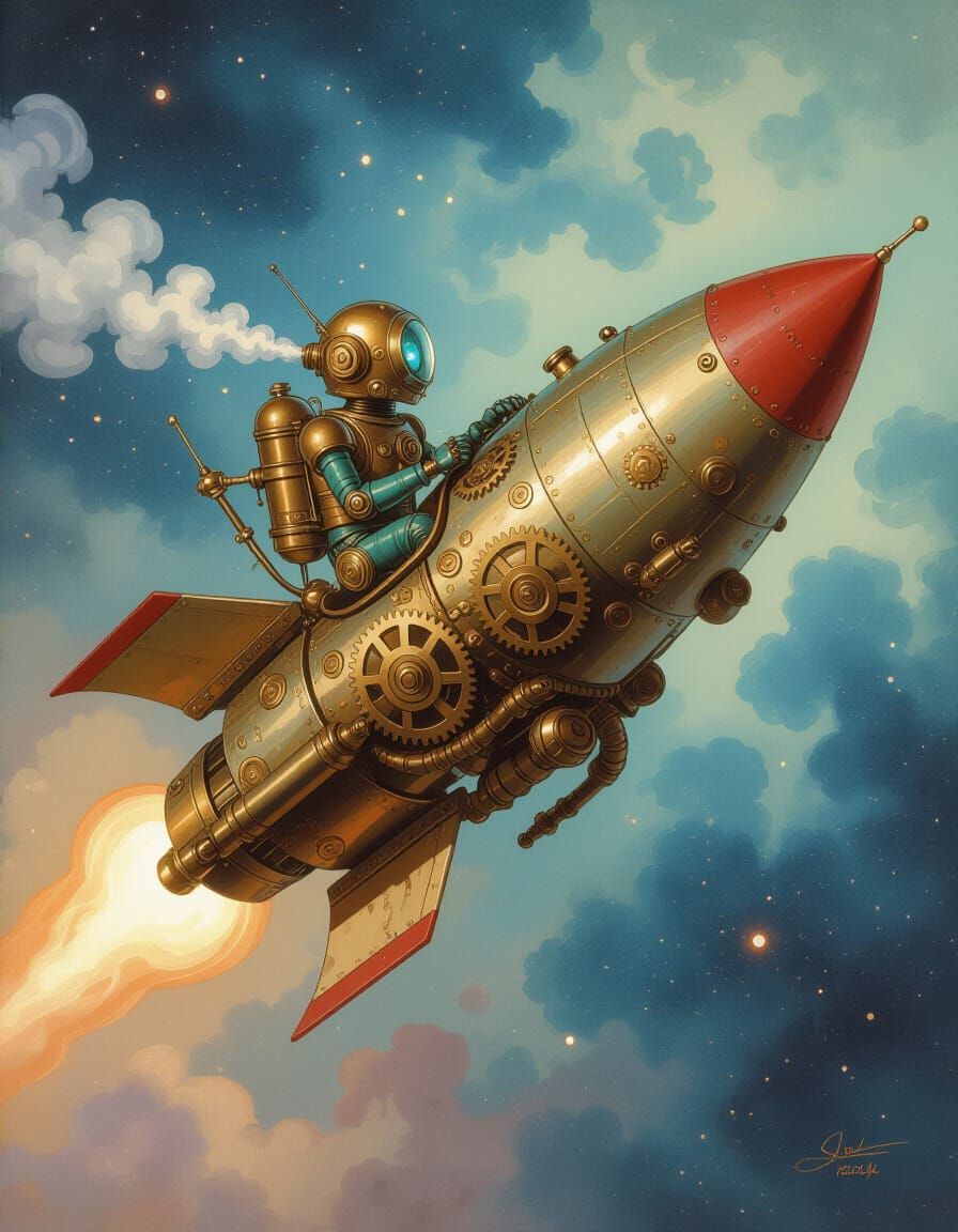 Steampunk Retro Rocket Ship
