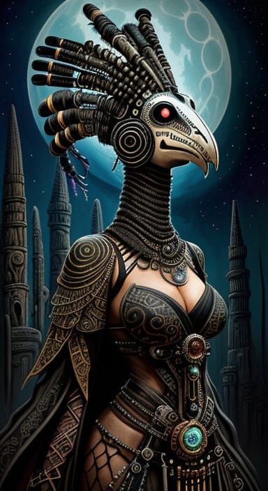 Steampunk Zebra High Priestess Cosmic Visionary in Ancient M...