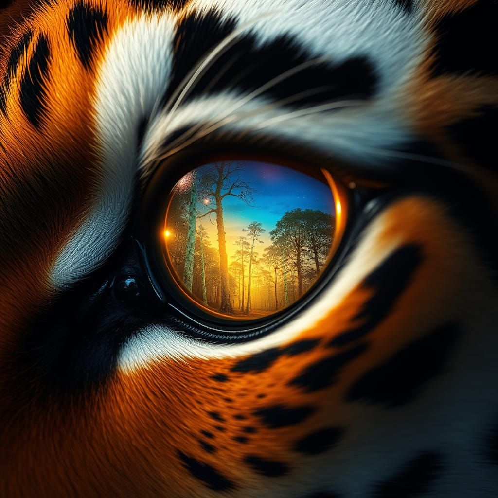 Eye of the Tiger: Mystical Forest in Golden Iris