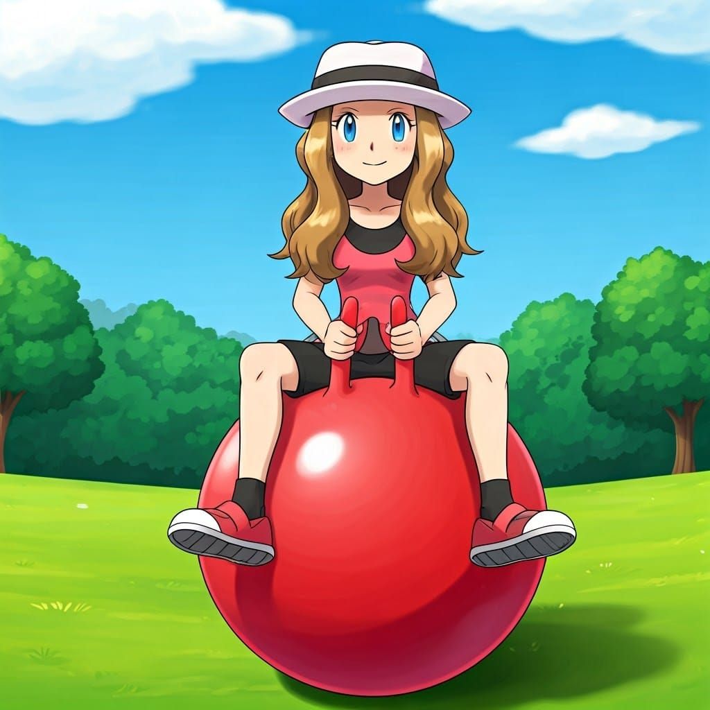 Adorable Serena on a Vibrant Red Hopper Ball