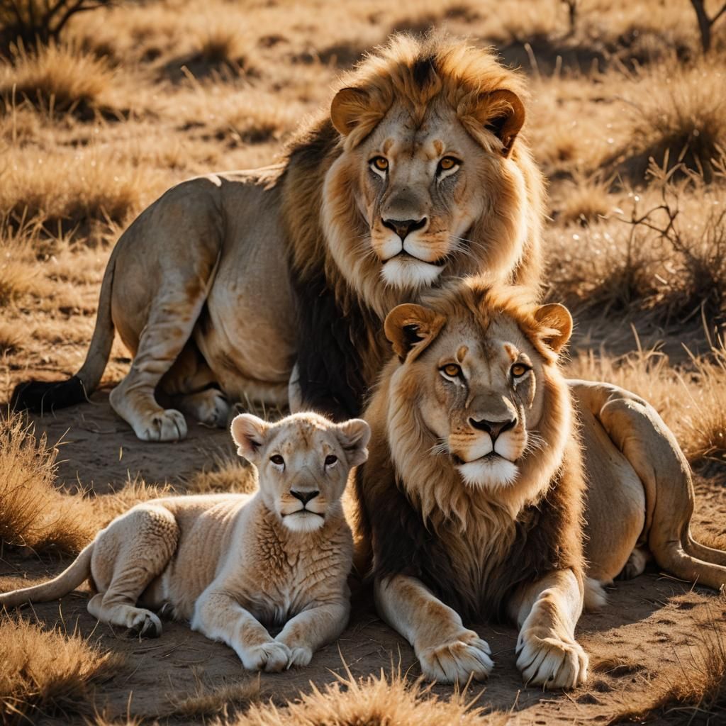 Lion and Lamb: Serene Savannah Wildlife Portrait