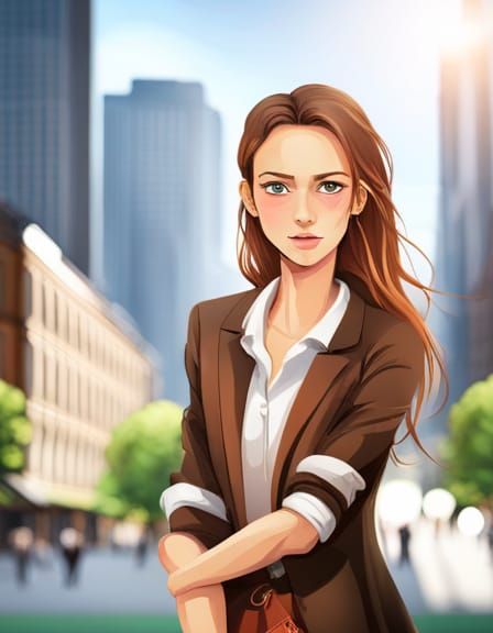 Cute Girl in a Big Town Illustration