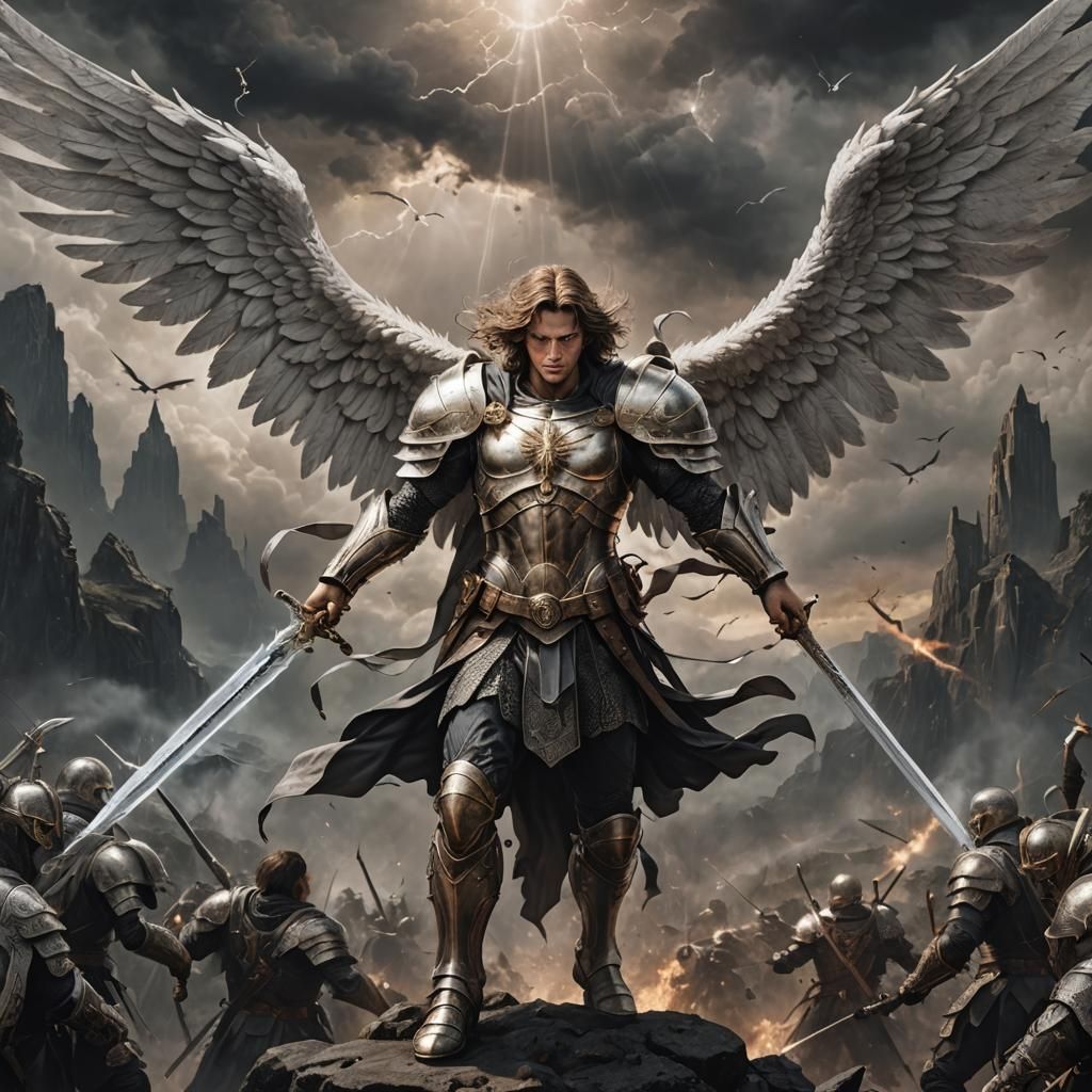 Archangel Michael at Battle: Hyper-Detailed Digital Art