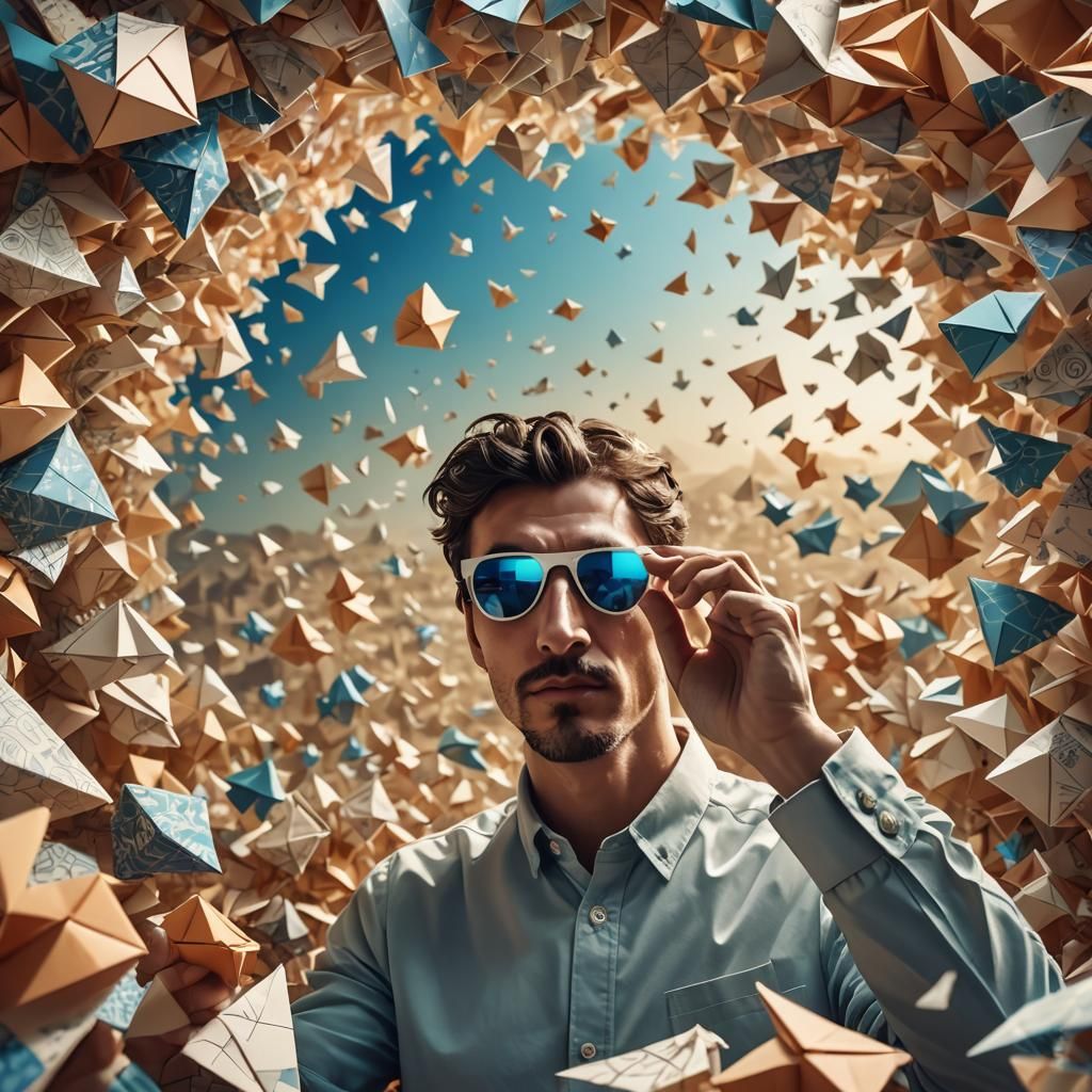 Pixelated Origami World Revealed in Paper Art