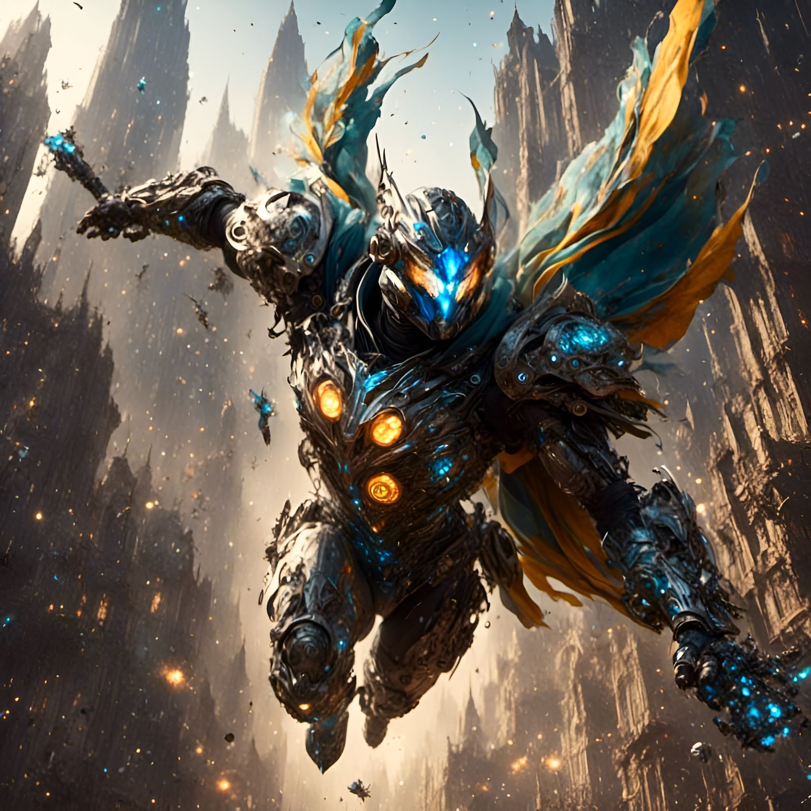 Superhero in Flight: Photorealistic Power Armor