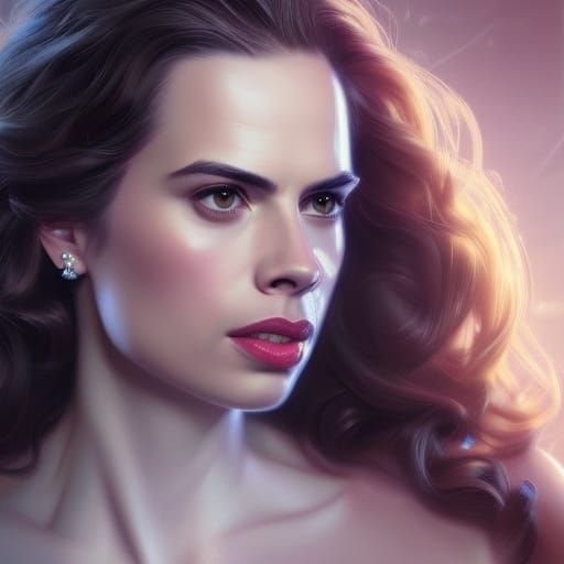 Hayley Atwell Portrait with Glowing Lights, Digital Art