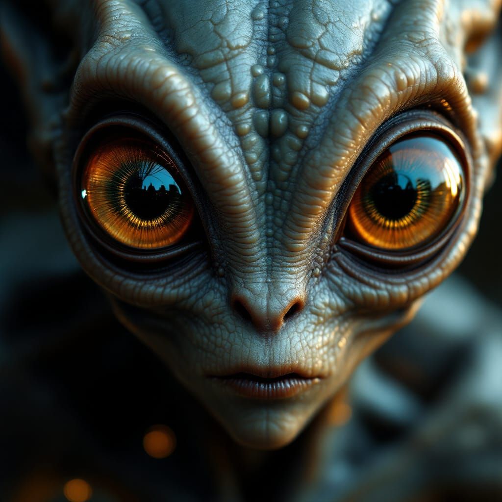 Hyperrealistic Alien Portrait with Multiple Eyes