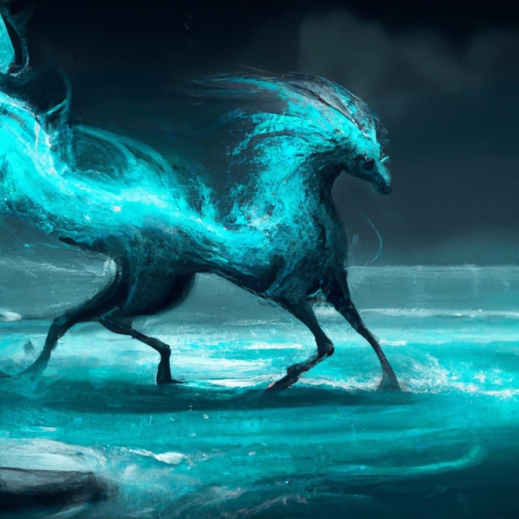 Majestic Kirin with Blue Lightning at Night