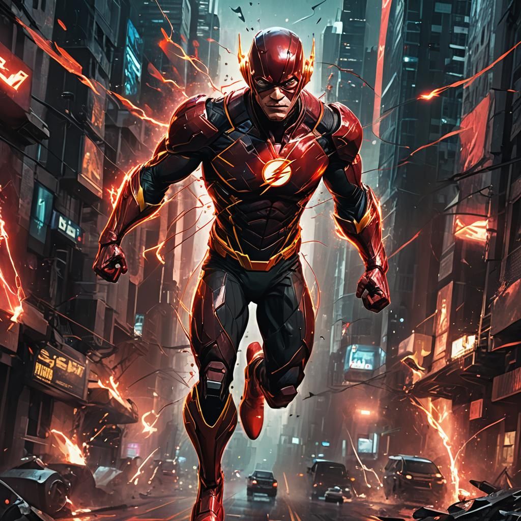 The Flash Travels Through Time in Futuristic City
