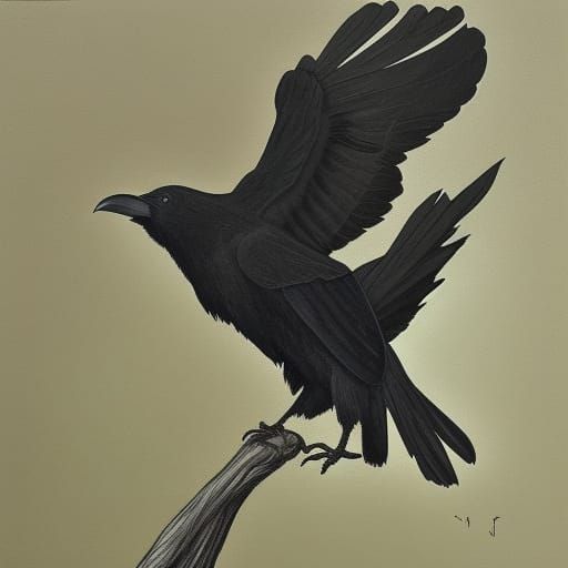 Black Raven in Shadow