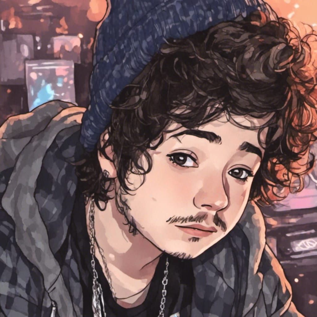 Anime Rock Star Portrait on Stage