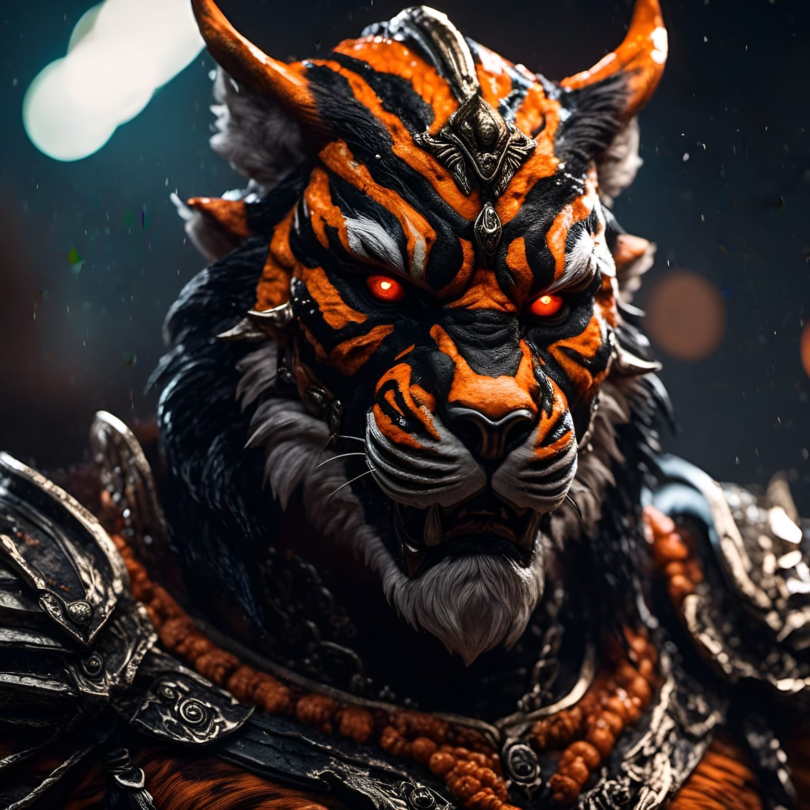 Photorealistic Orc Portrait with Tiger Stripes