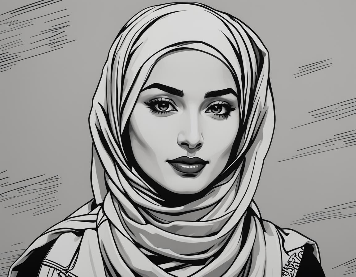 Hijabi Portrait in Lichtenstein Style