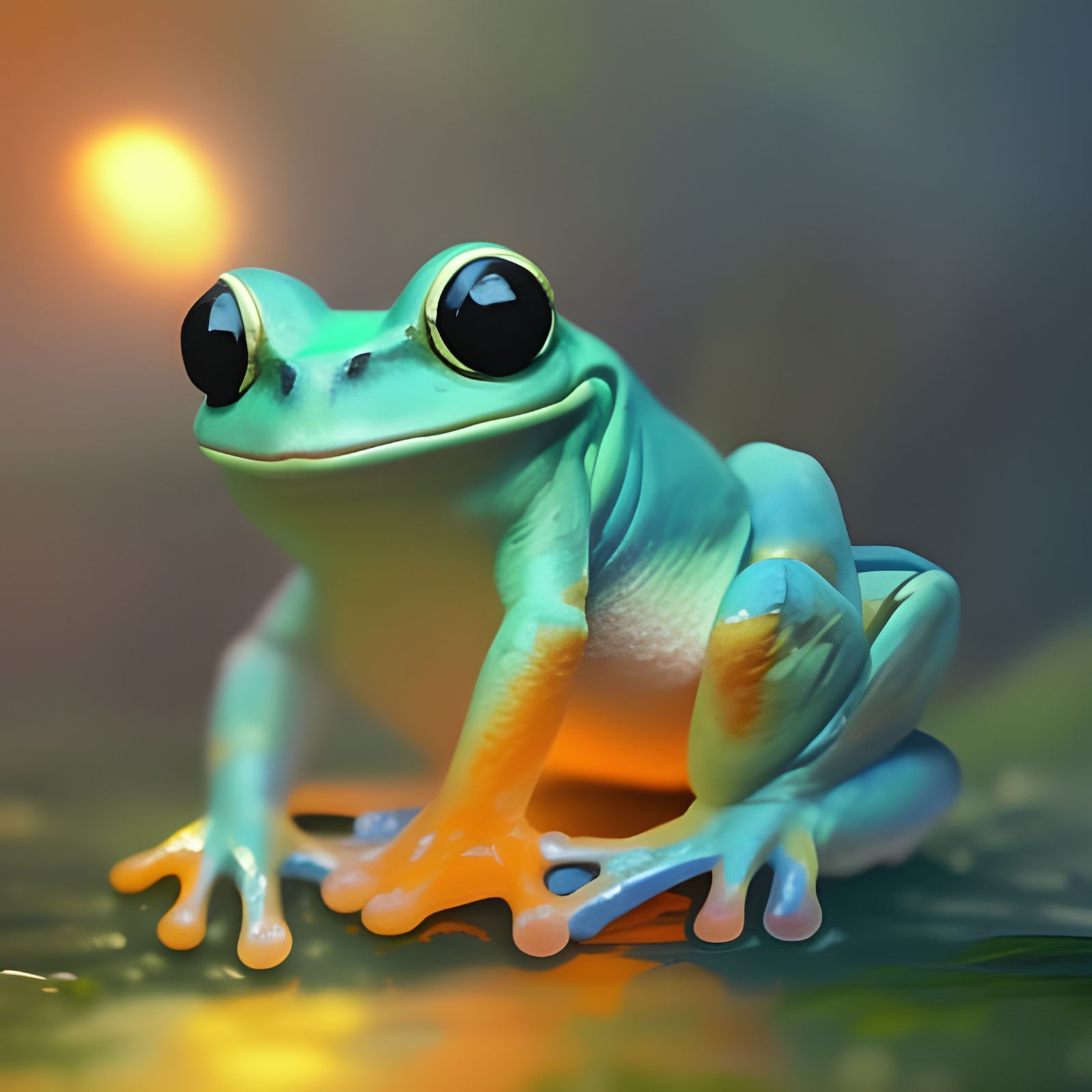 Hyperdetailed Cute Frog Concept Art in 8K