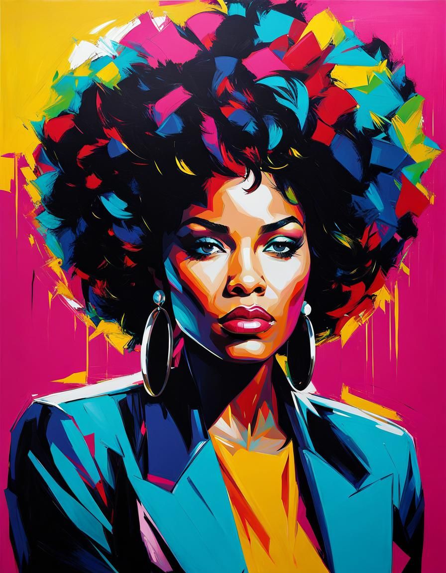 Colorful Portrait of a Celebrity, Impasto Style