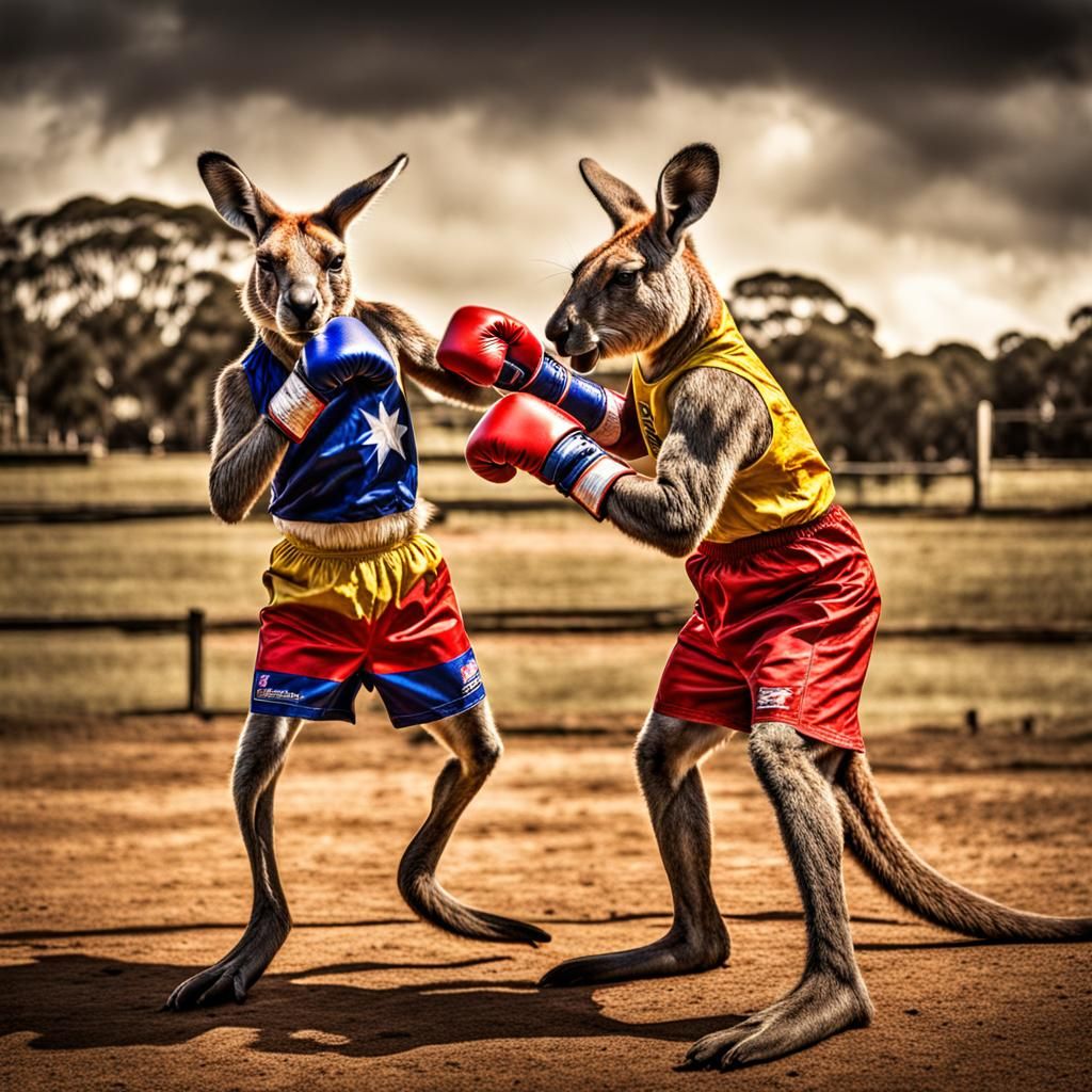 Hyperrealistic Boxing Kangaroo in Australian Colors