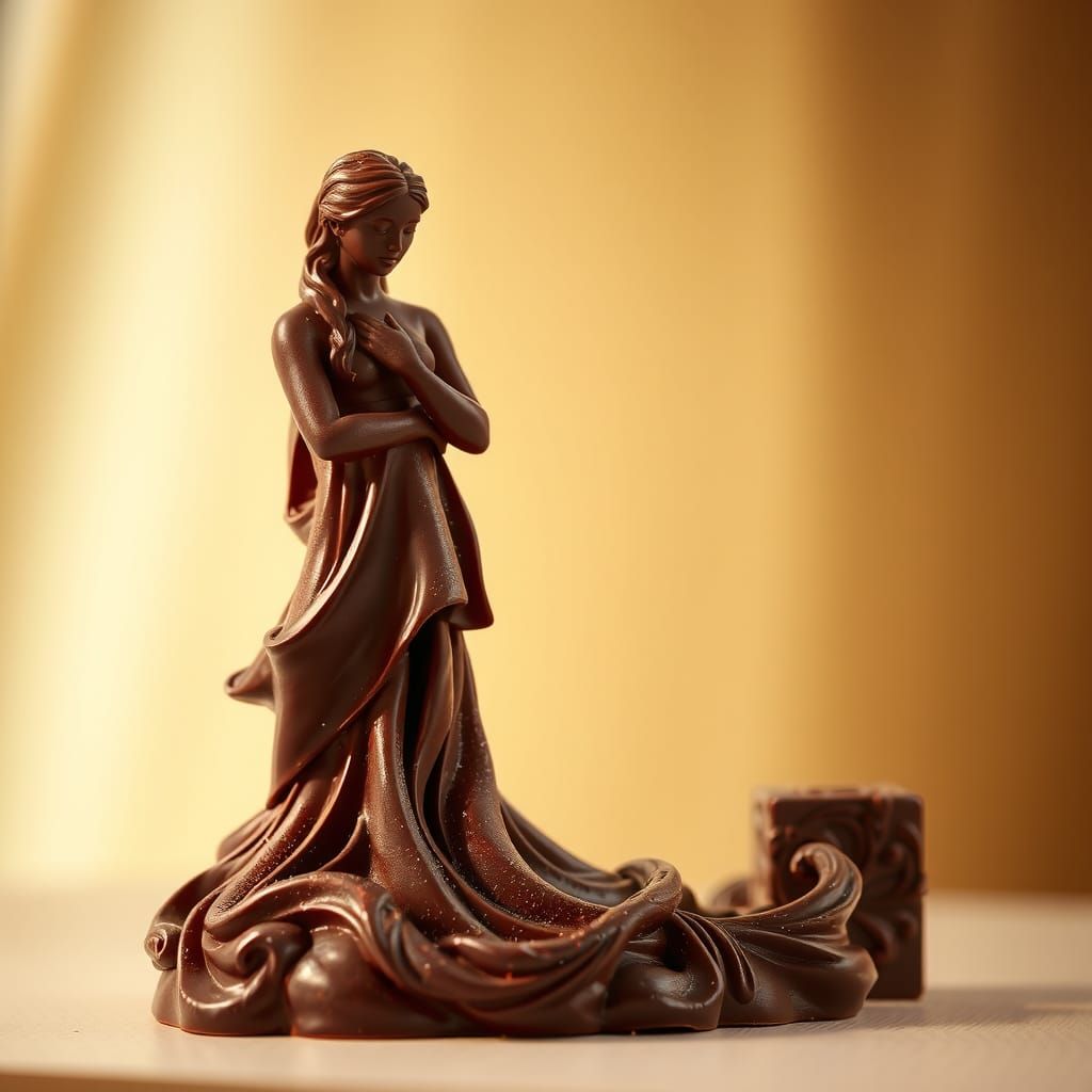 Decadent Chocolate Statue in Glistening Detail