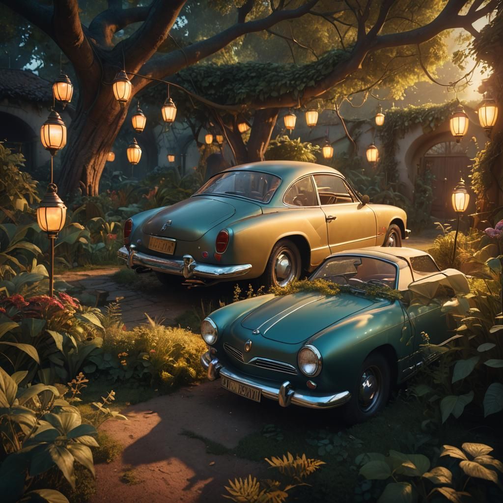 Karmann Ghia in Mystical Overgrown Garden