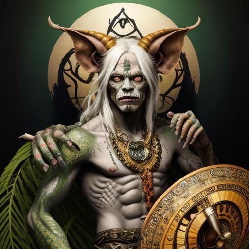 Surreal Tattooed Albino Contortionist Fantasy Painting