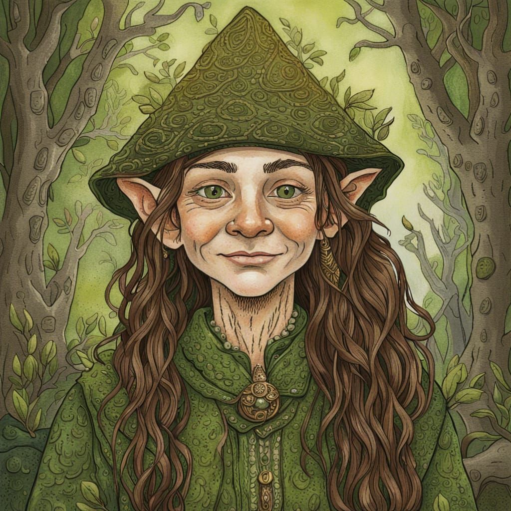 Ornate Portrait of Non-Binary Gnome Druid