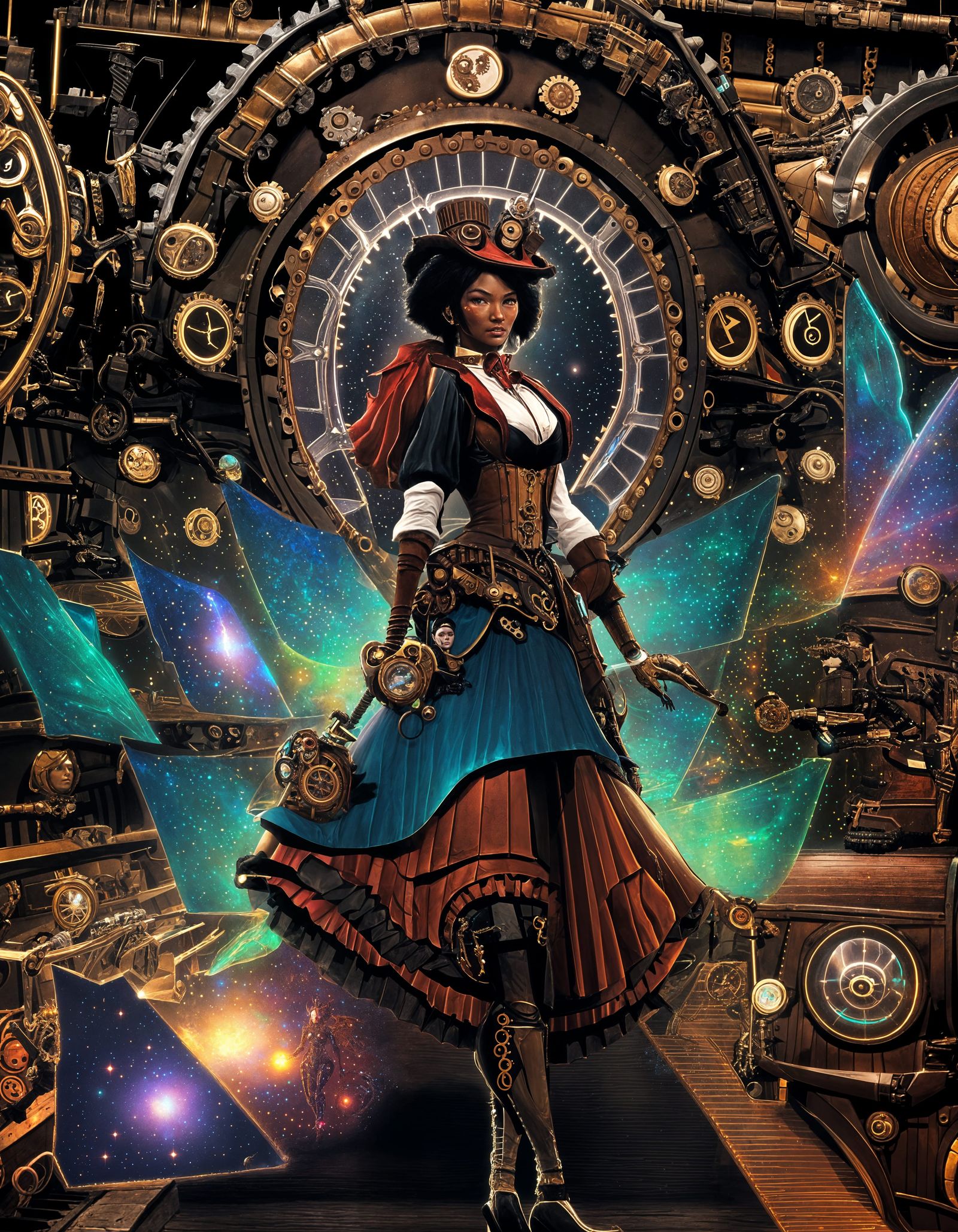 Rainbow Chimera Girl with Robot Dragon Wings