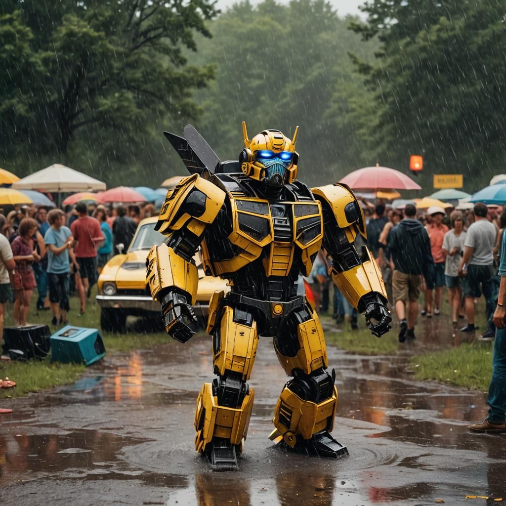 Autobot Bumblebee at Woodstock in Day-Glo Colors