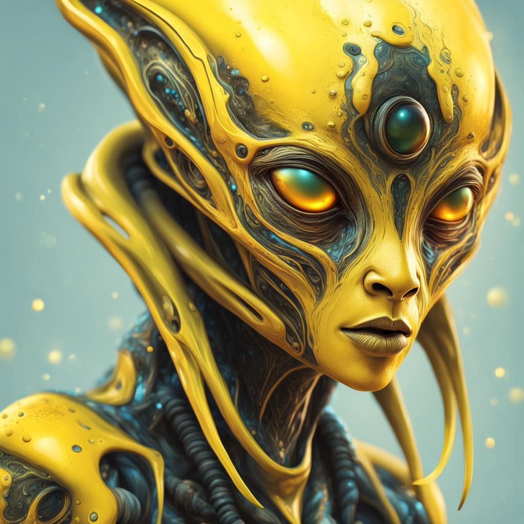 Futuristic Fashion Alien in Hyperrealistic Style