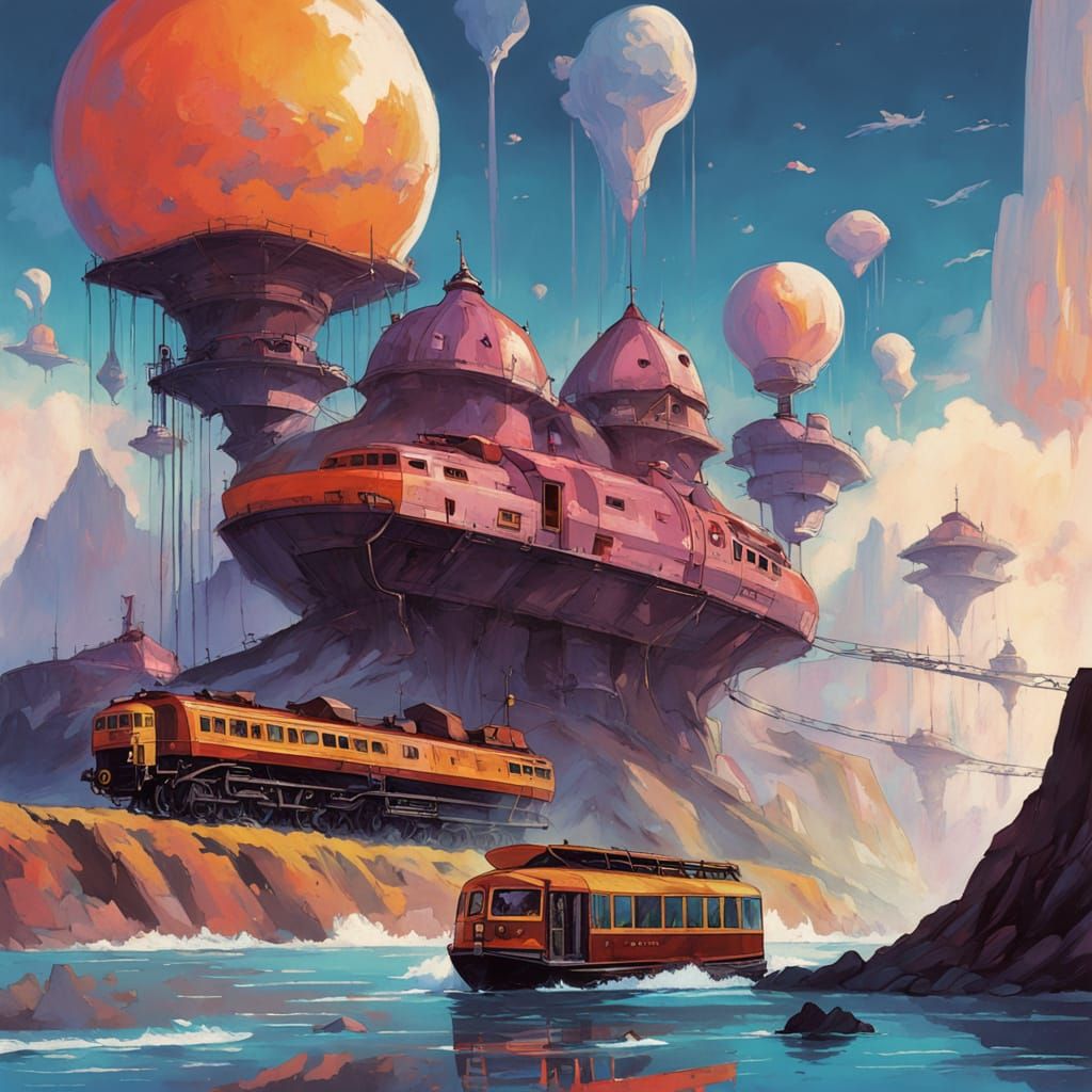 Vibrant Anime Whales in a Fantastical Candy-Coated Landscape