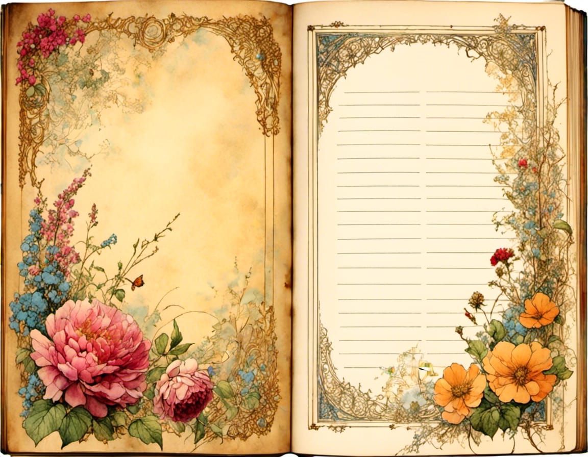 Vintage Journal with Floral Border