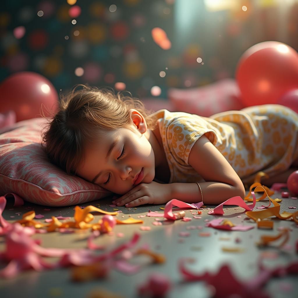 Girl's Serene Slumber After Birthday, Splash Art