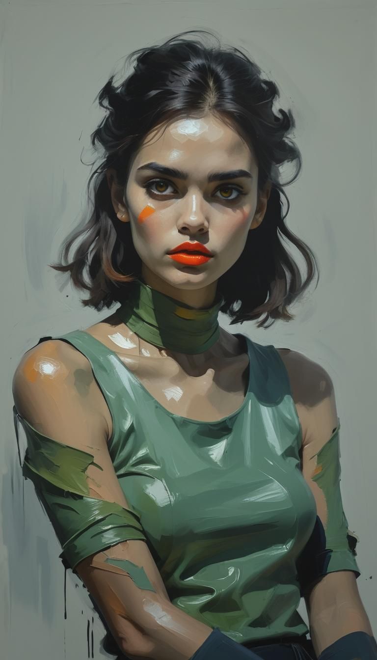 Intense Abstract Portrait with Complementary Colors