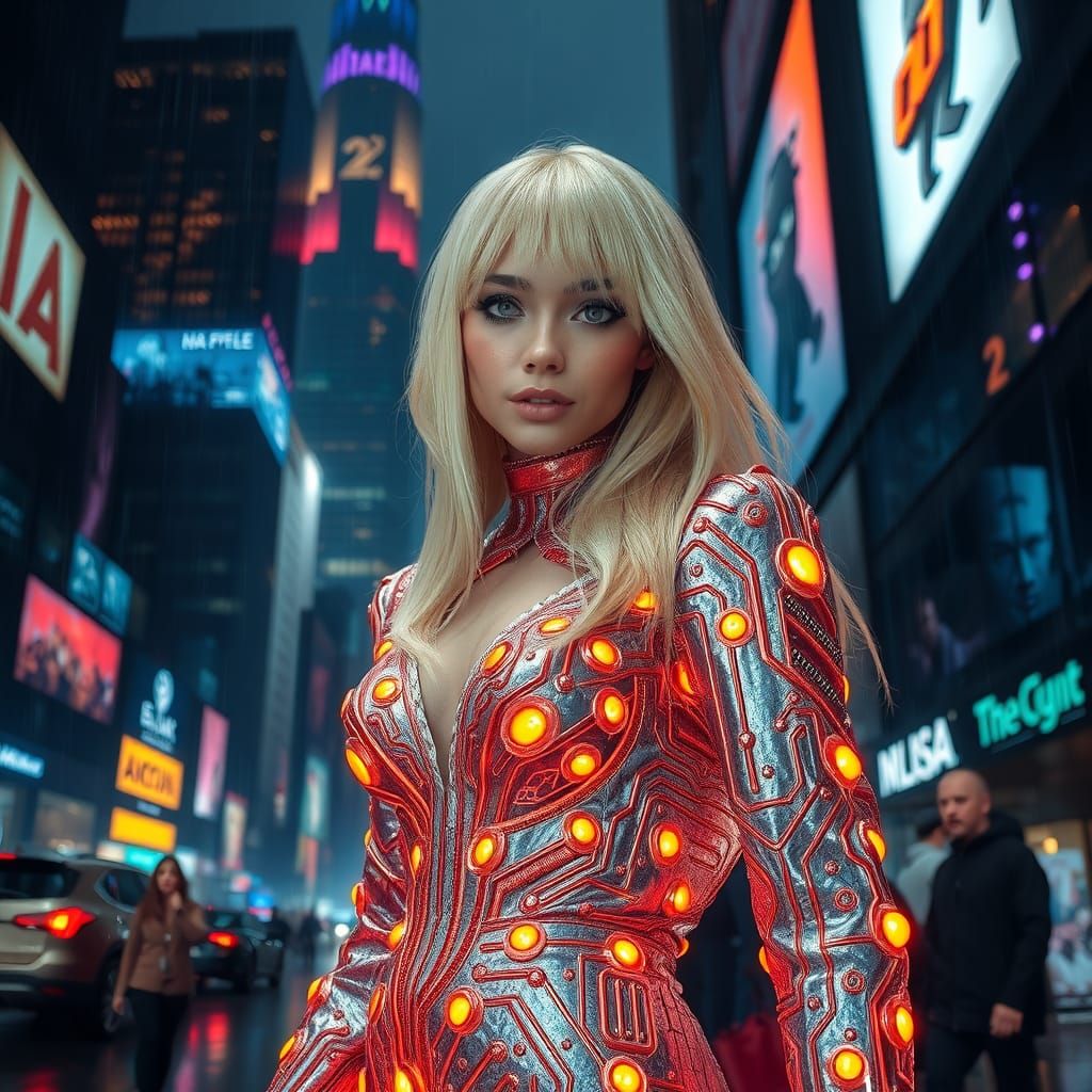 Futuristic Platinum Blond in Cyberpunk Halloween Costume