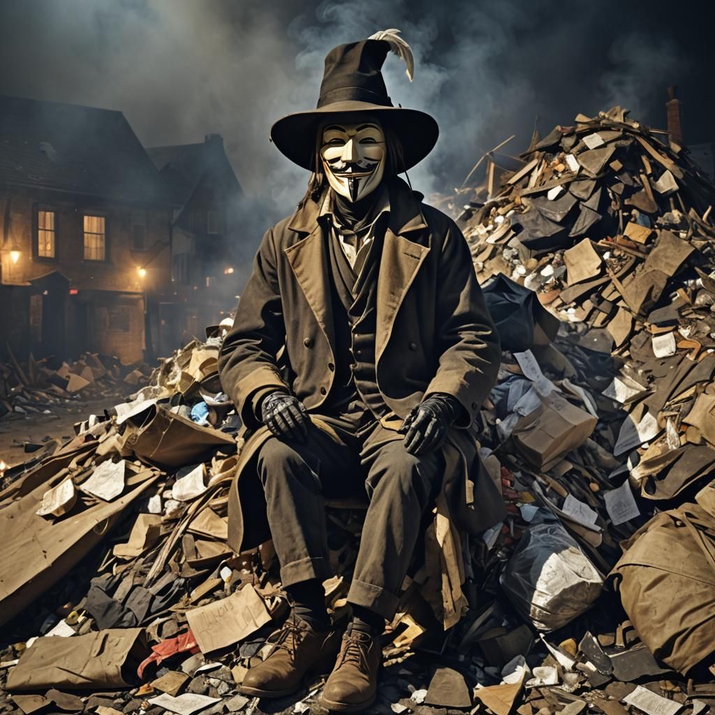 Photorealistic Guy Fawkes Dummy on Rubbish Pile