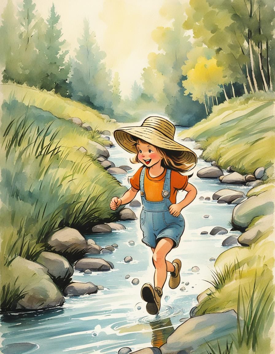 Girl in Overalls: Storybook Illustration