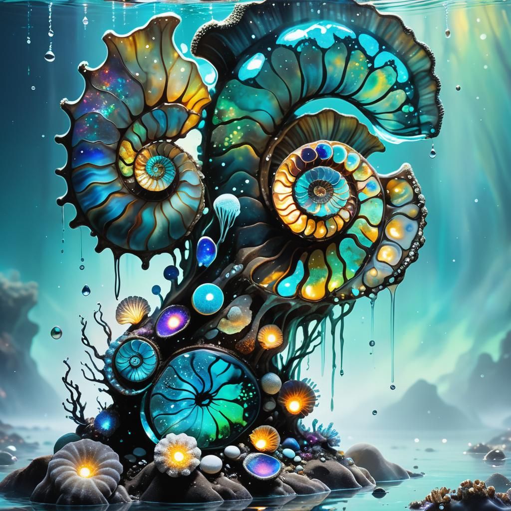 Mystical Water Elementals in Neon Ink Splatter Art