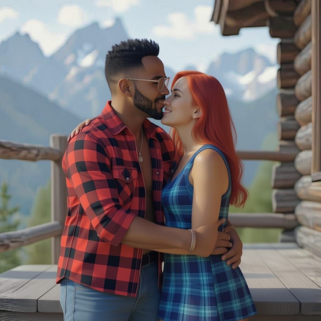 Handsome Man on Cabin Porch: Hyperdetailed Portrait