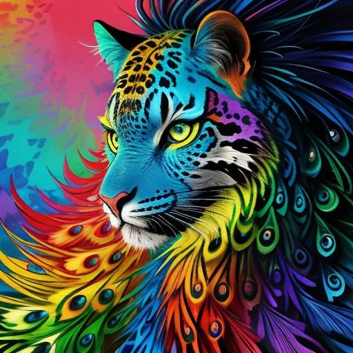 Woman with Rainbow Dragon Scales in Abstract Art