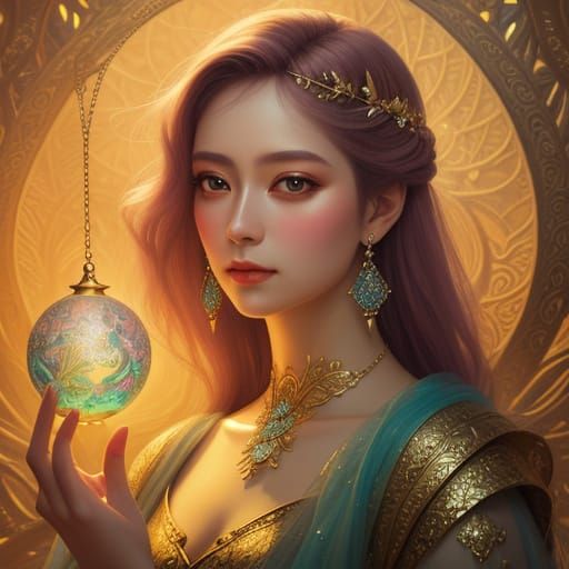 Dreamlike Woman with Scales in Oil Painting