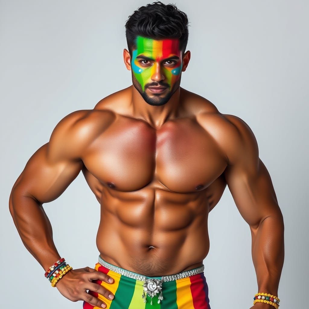 Vibrant Portrait of a Muscular Man in Pop Art Style