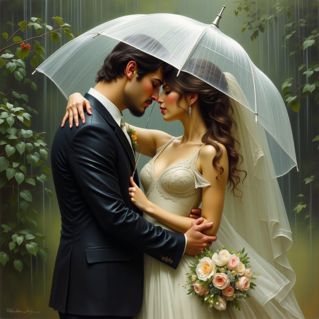 Romantic Wedding on a Rainy Day