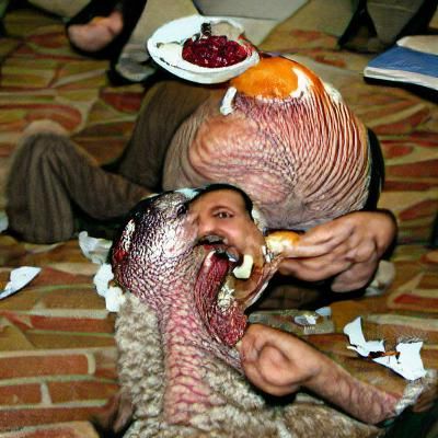 Thanksgiving Turkey Cannibalism: An AI Interpretation
