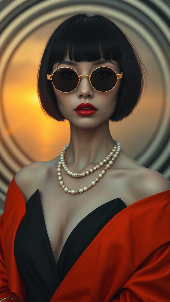 Surreal Cinematic Fashion Portrait of Enigmatic Woman