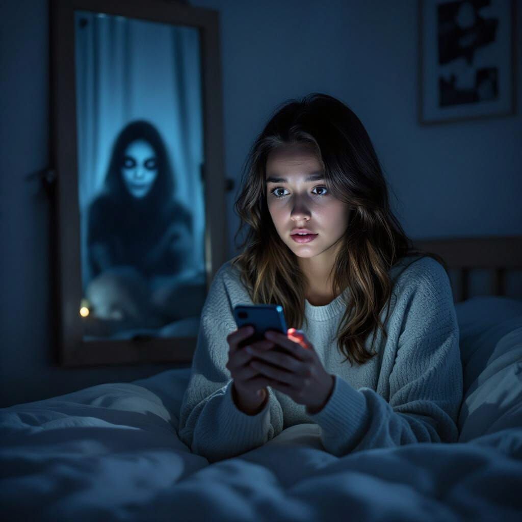 Terrified Woman Sees Ghostly Figure in Mirror Reflection