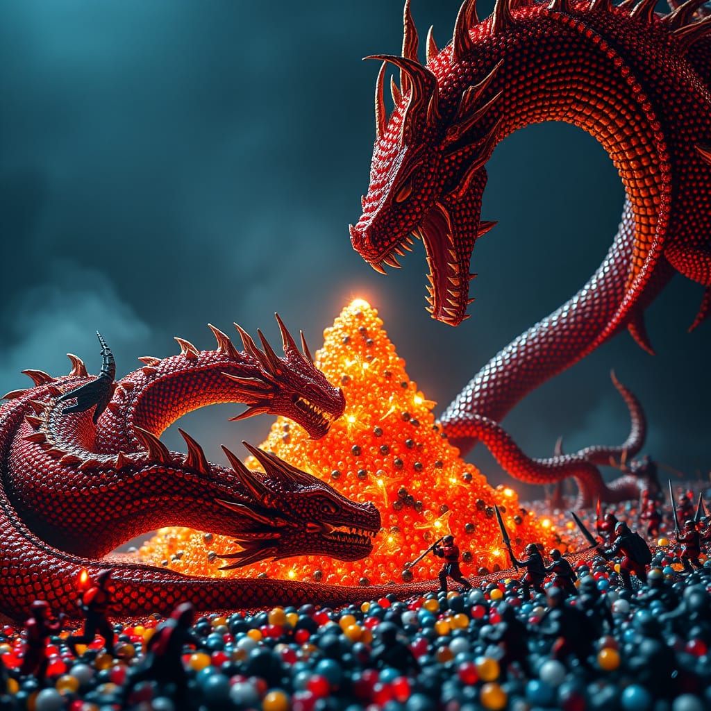 Bead Dragon vs Kraken: Cinematic Metal Aesthetic