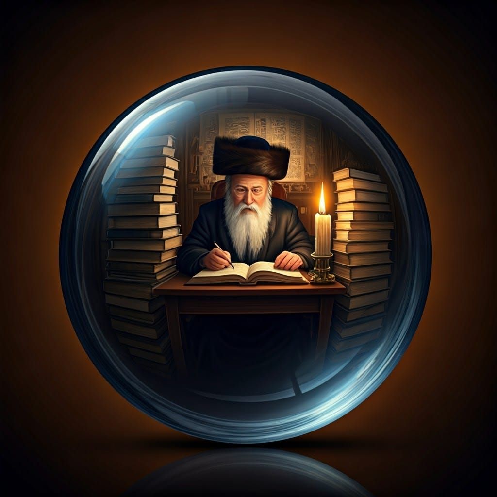 Orthodox Jew in Intimate Study, Inspired by Art Deco Realism