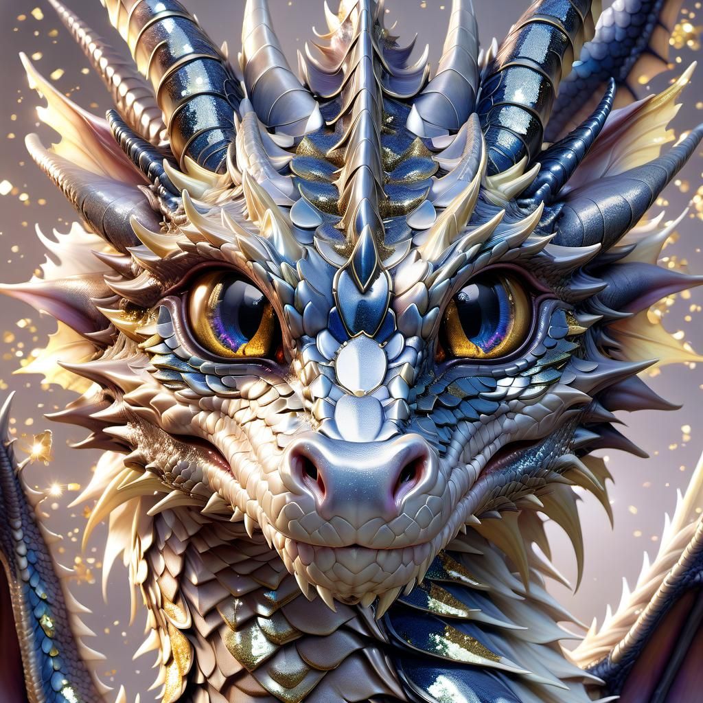 Adorable Glitter Dragon Portrait in Anime Style