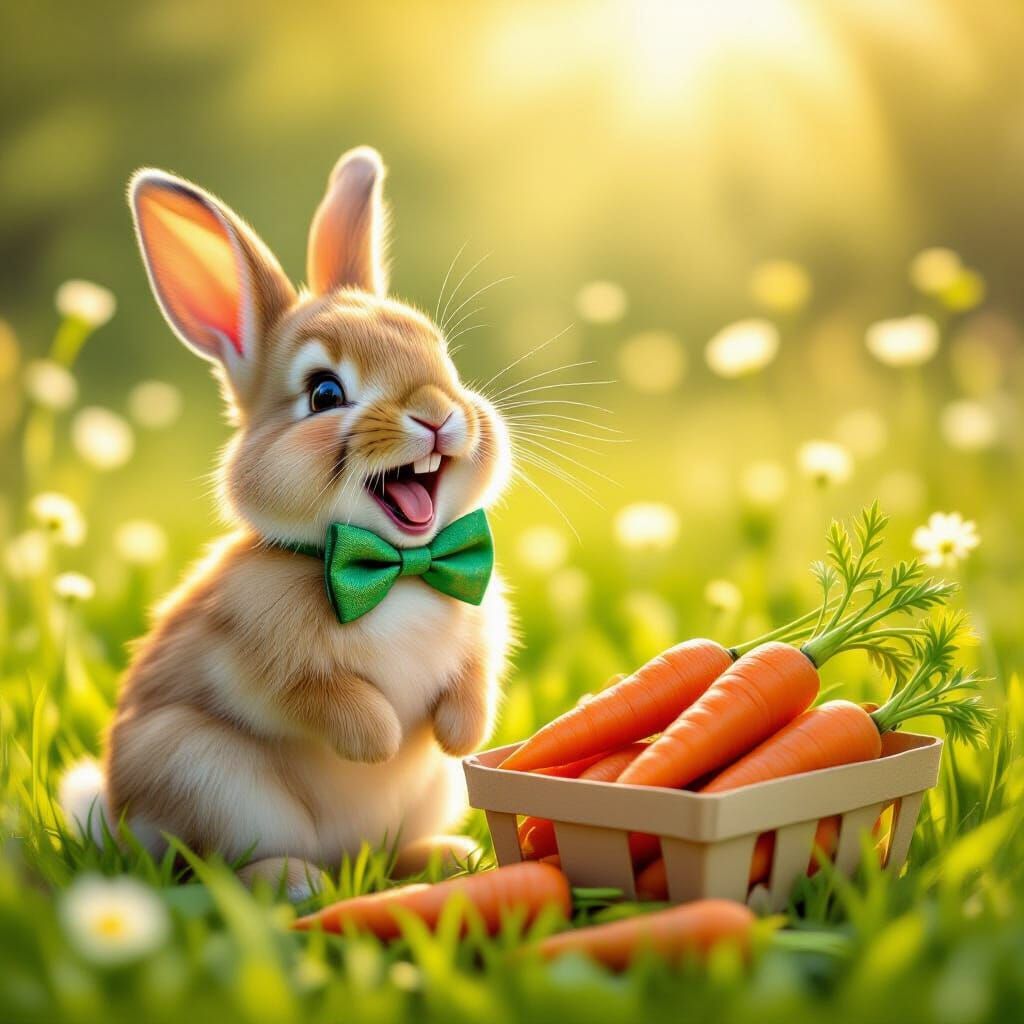 Joyful Bunny Laughing in Sunny Meadow